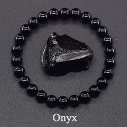 Classic Black Onyx Bead Bracelet for Men Natural Stone Shiny Black Obisidian Handmade Bracelet Yoga Meditation Jewelry Wholesale