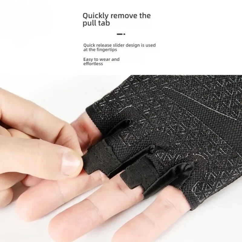 Sarung Tangan Kebugaran Gym Sepeda Motor Berkemah Luar Ruangan Sarung Tangan Uniseks Antiselip Sarung Tangan Tanpa Jari Tahan Benturan Peralatan Bersepeda