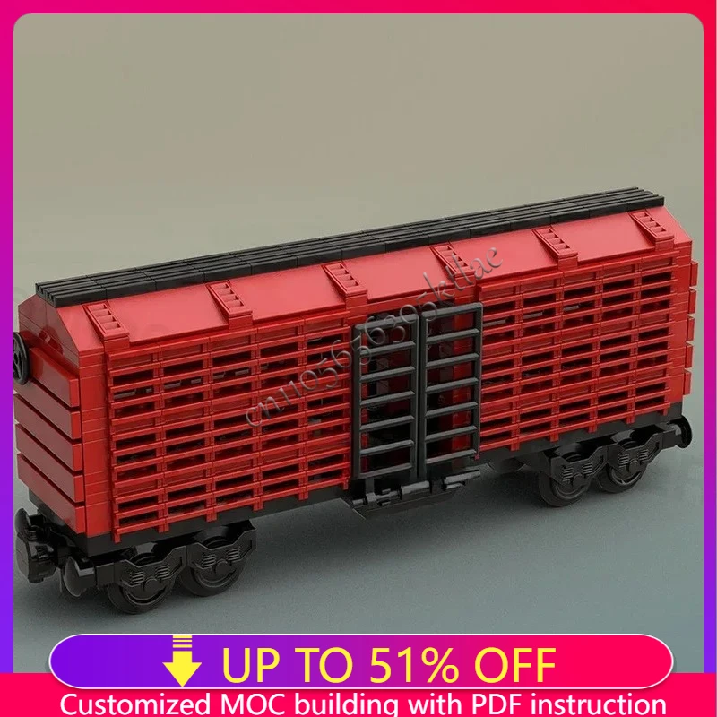 

247 PCS City MOC 4 Axles Cattle Freight Wagon Cargo Train Car Model DIY Creative Ideas Technology Child Toy Assembly Puzzle Gift