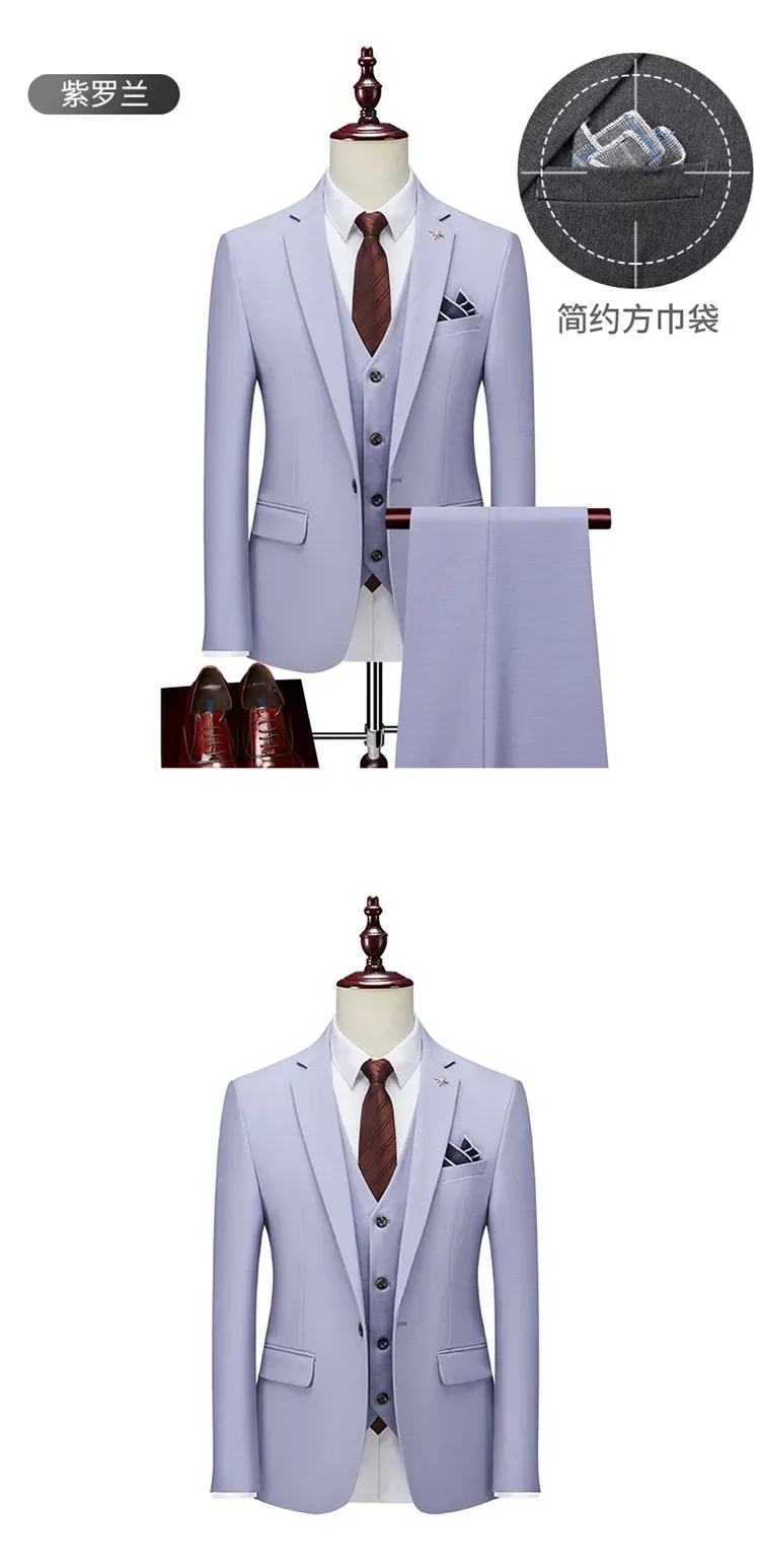 

B503- Business Casual Formal Dark Stripe Single Button Suit Groomsman and Groom Ceremony