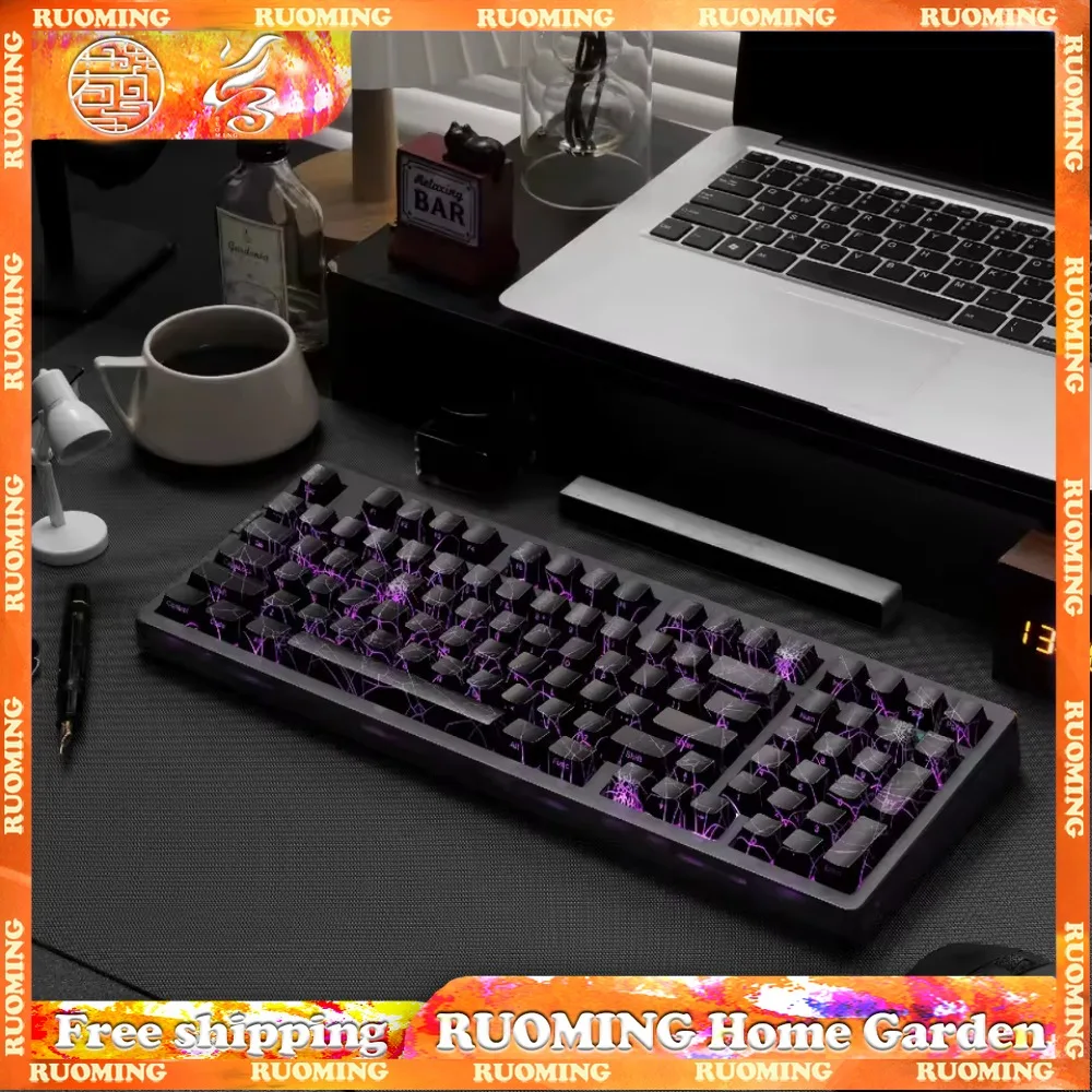 Spider Web Mechanical Keyboard ZH980 3-mode Wired Wireless 2.4G Bluetooth Gaming Keyboards Custom RGB Hot Swap for Office PC