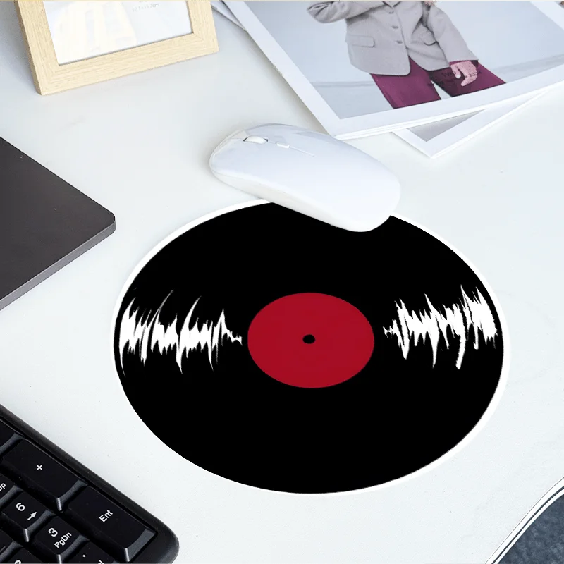 Vinyl Record Round Mouse Pad  Music Small Desk Mat Non-Slip Rubber Office Home Mouse Mat Carpet Pc Decor Pad for Computer Table