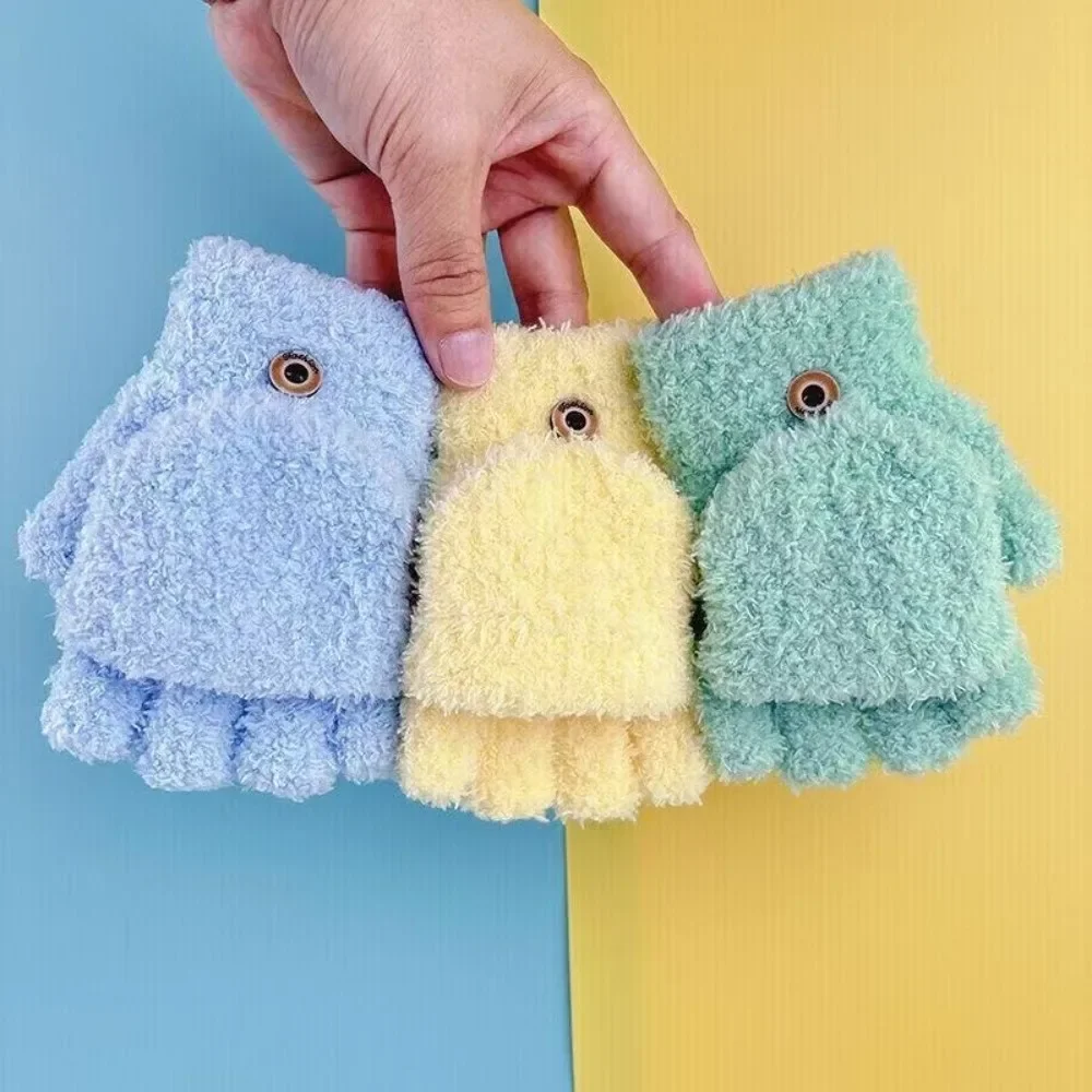 

New Solid Color Warm Gloves Warm Windproof Flip Gloves Knitted Coldproof Fingerless Gloves Autumn and Winter