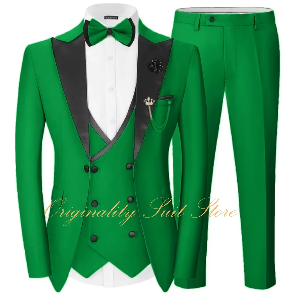 

Formal Men's Tuxedo 3 Piece Set Slim Fit Blazer Vest Pants Suit for Men Wedding Homecoming Men Suits