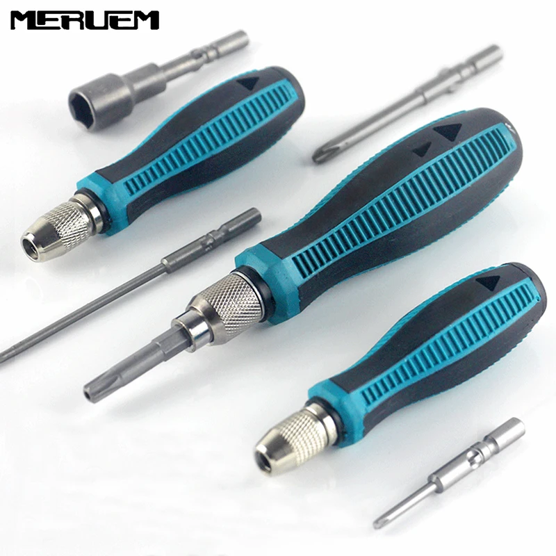 801 802 Screwdriver Bit Handle For 5MM 6MM Round Electric Screwdriver, PP +TPR  Self Locking Holder For 1/4