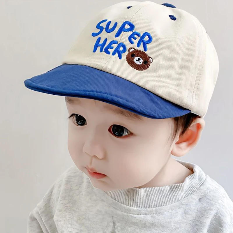 Cartoon Bear Baby Hat Embroidery Letter Infant Boy Girl Baseball Cap Summer Adjustable Toddler Sun Hat