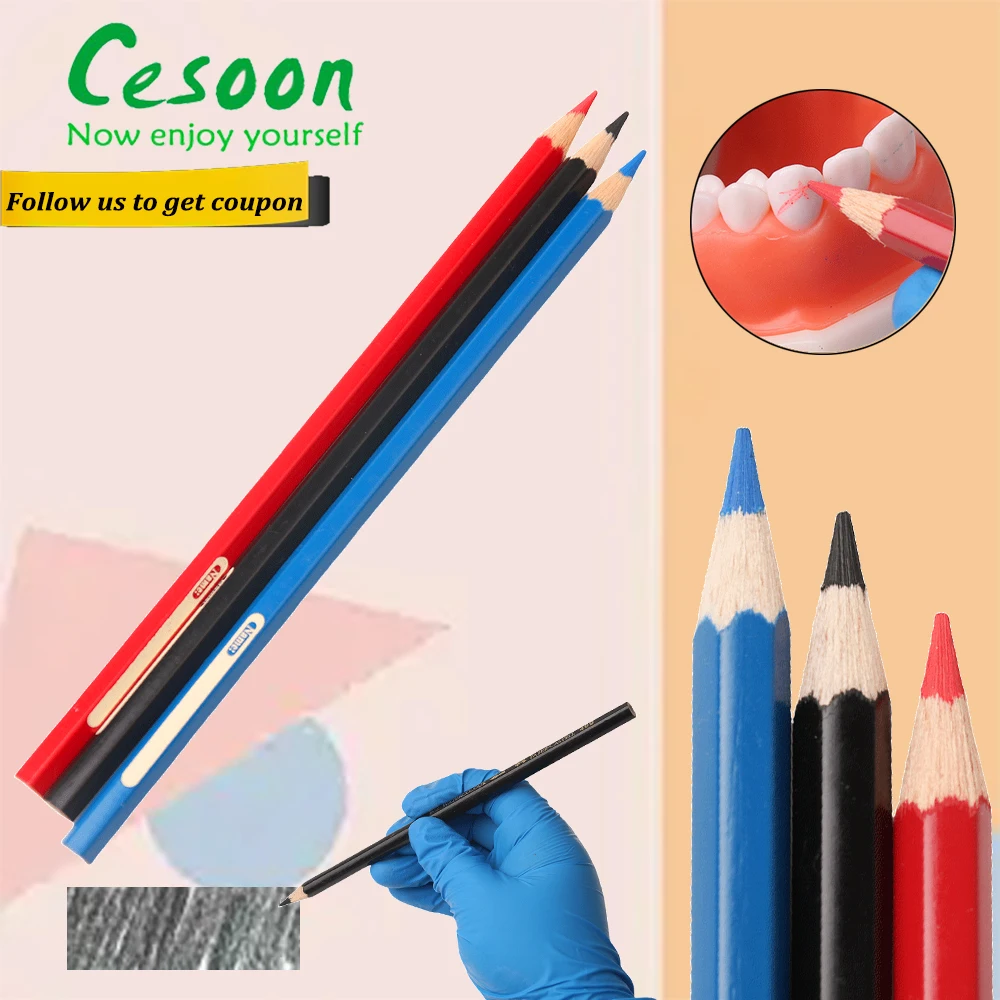 1Pc/3Pcs Dental Oral Marker Pen Repair Denture False Teeth Tool Sterilizable Sign Line Drawing Red/Blue/Black Dentistry Material