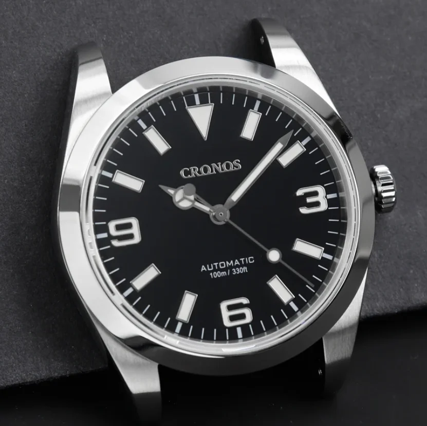CRONOS Men Automatic Watch 39mm Mechanical Wristwatch Sapphire 10ATM Waterproof BGW-9 Luminous PT5000 Mirco Adjustable Clasp