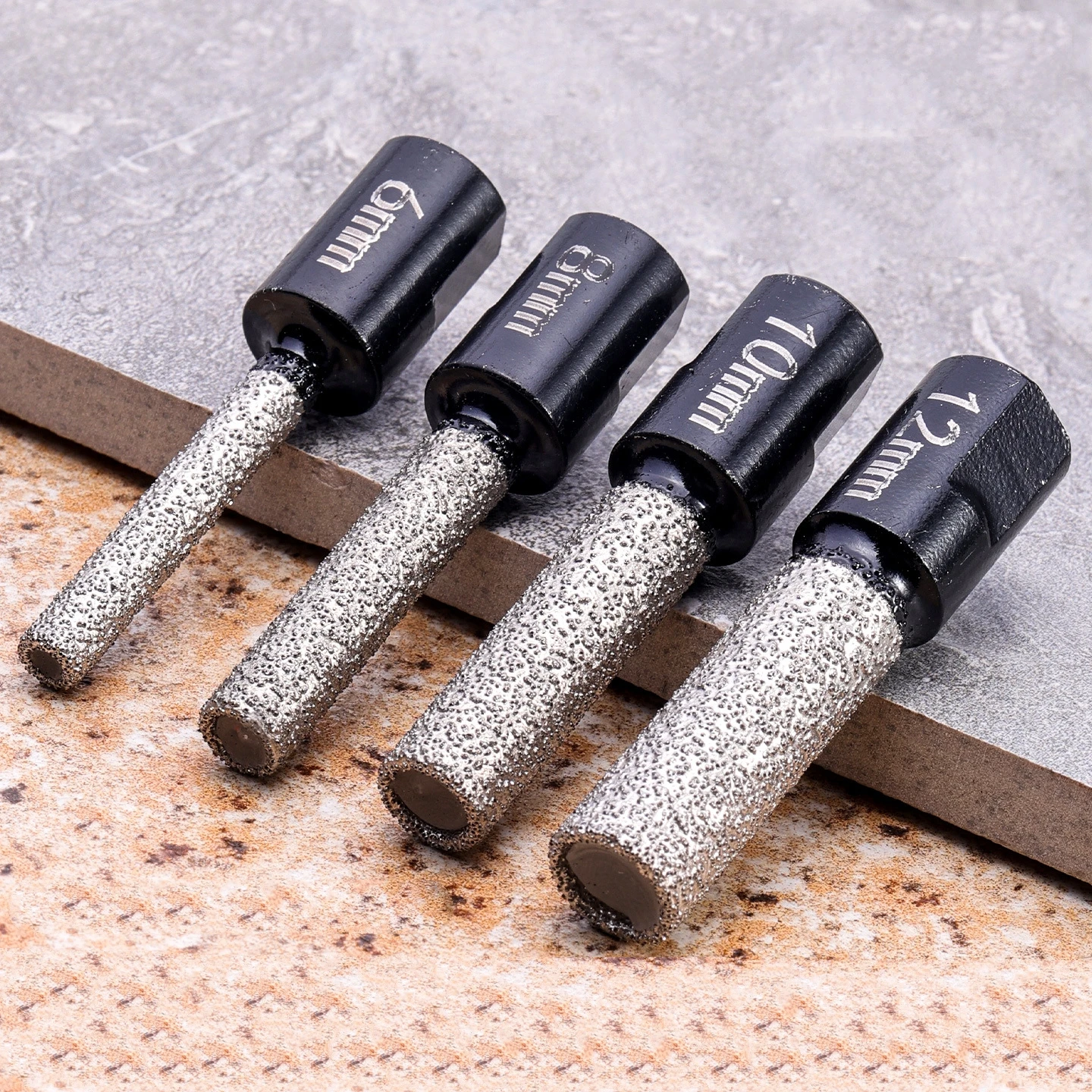 6/8/10/12mm M10 Vaccum Brazed Milling Cutter Hole Saw Angle Grinder Brazed Core Drill Bit for Ceramic Granite Marble Stone Tile