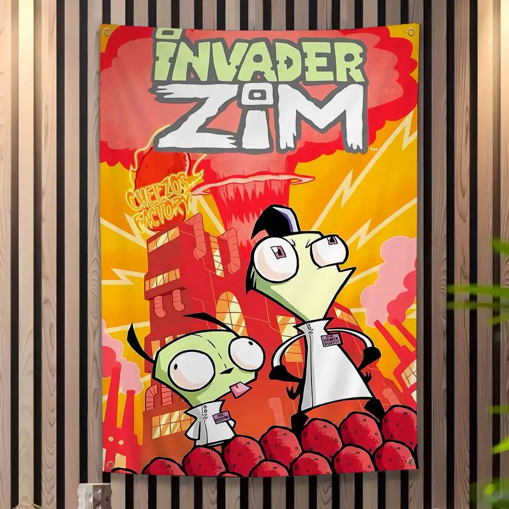 Invader Zim Hippie Rubber Large Size Flags Printing Patterns Interesting Birthday Party Decorations Banner