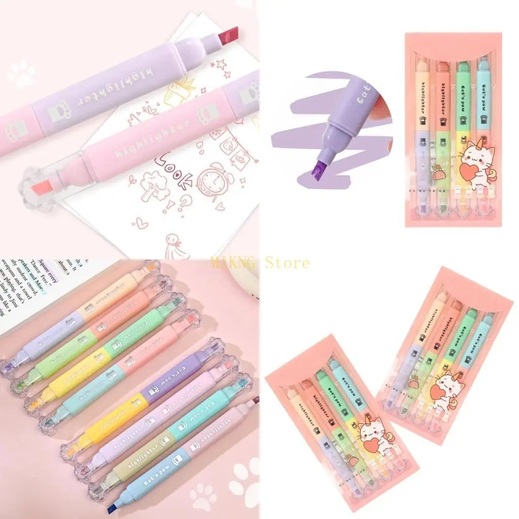 8Pcs Double Head Highlighter for Color Coding Noting, Broad Tip Highlighter Pen Fast Drying for Scrapbooking best sale