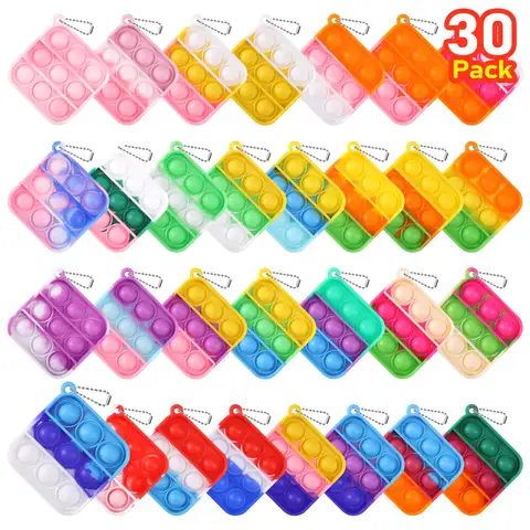 30 Pack Kids Party Favors Fidget Toys Bulk Mini Pop Fidget Keychain Its Birthday Party FavorsClassroom Prizes It Student Gifts