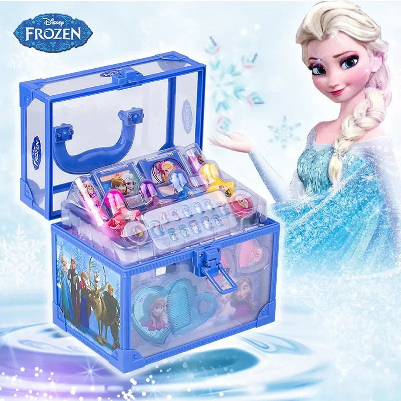 Disney-Frozen Real Beauty Toys pour filles, coffret de maquillage, princesse Elsa et Anna, jeu de simulation, cadeau d'anniversaire pour enfants