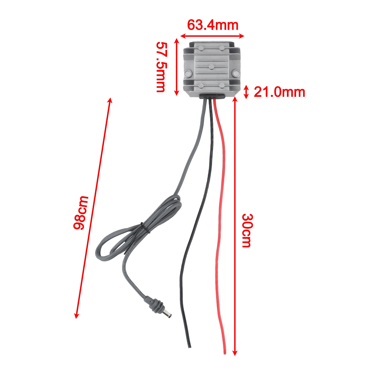12V 24V Step Up DC Power Cable 9-28V 96 Aluminum Shell IP68 30V 57.5*63.4*21mm For On-The-Go Setup Compact Design