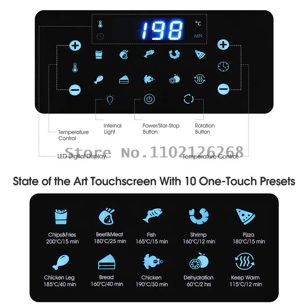 Multi-Functionele Commerciële Elektrische Oven Huishouden Grote Capaciteit Volautomatische Intelligente Elektrische Lucht Oven Koekenpan