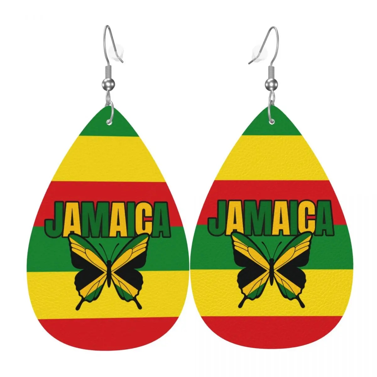 

Custom Jamaican Flag Leather Teardrop Earrings for Women Leather Earrings Fashion Lightweight for Parties Holidays