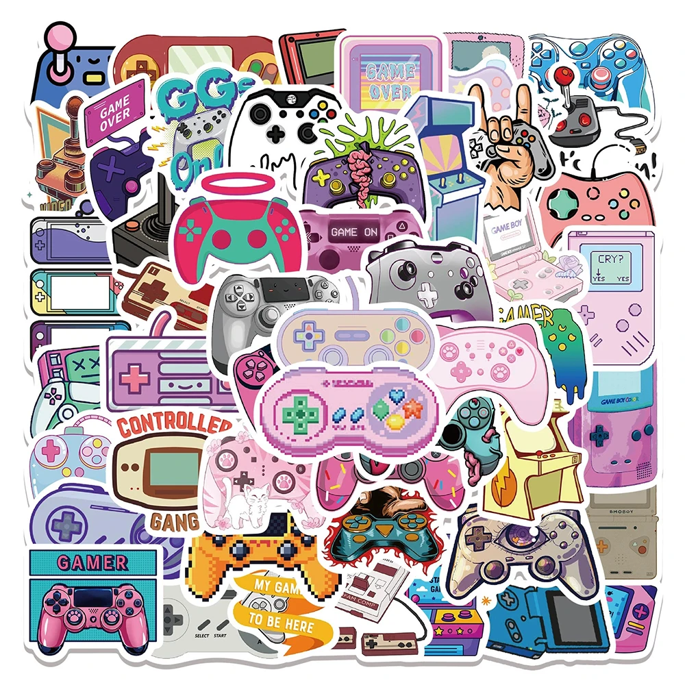 10/30/60pcs Funny Colorful Video Game Console Stickers Vintage Gamepad Cartoon Sticker Stationery Notebook Phone Decals Toy Gift