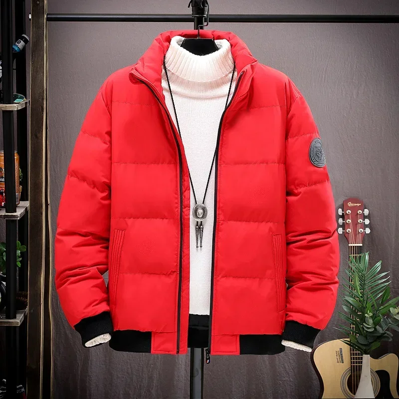 Men's Parkas Large Size M-8XL Winter Thick Hooded Coats Tooling Style Zipper Cardigan Simple Solid Color Black Warm Down Jackets