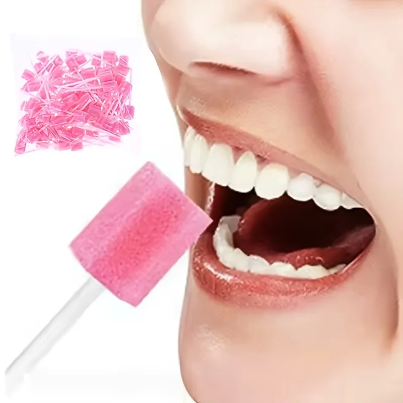 25 Pcs Disposable Oral Sponge Swabs with Handles, Mouth Cleaning Sticks