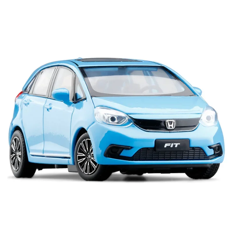 1/32 HONDA Fit GK5 Alloy Car Model Diecasts Metal Toy Sports Car Vehicles Model Simulation Sound and Light Collection Gifts