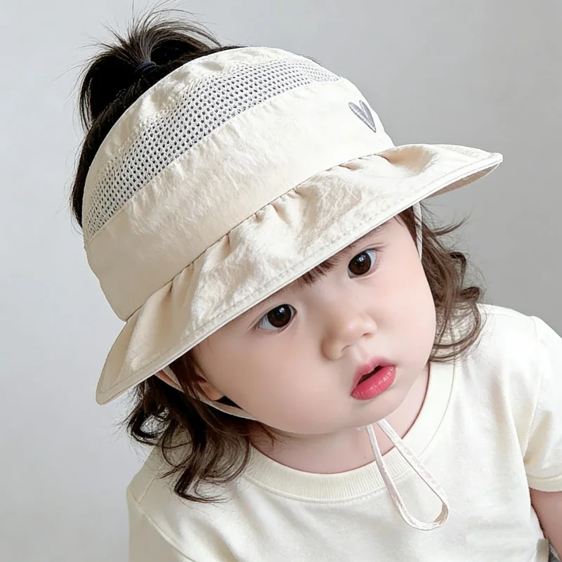 

2026 Summer Sunshade Breathable 6M-4Y Baby Girl Caps Outdoor Large Brim children Hat Daily Thin Kids Hats