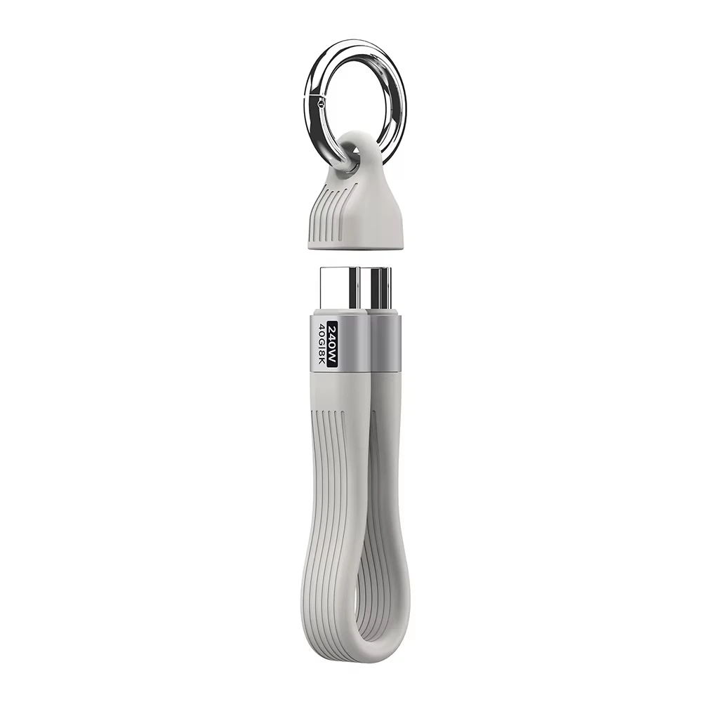 USB 4 Kabel Tragbarer Schlüsselanhänger 240W USB C Ladekabel 40Gbps Datenübertragung Thunderbolt 4/3 8K@60Hz Videoanzeige für iPhone 17
