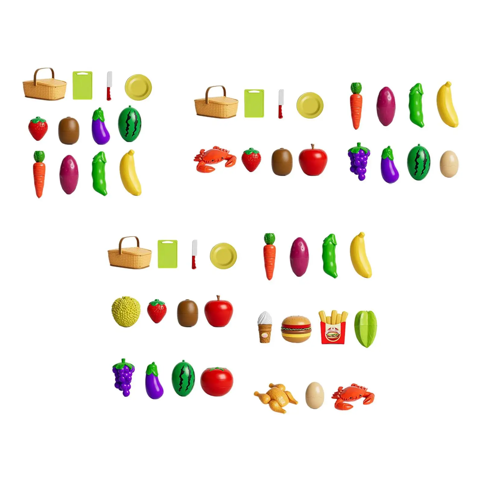 Cutting Fruits and Veggies Toy Kitchen Pretend Food Set for Children Kids