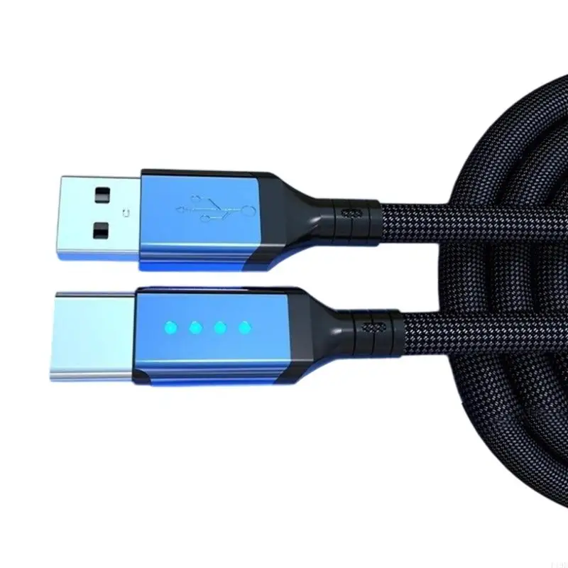 Fast Charging USB to Type C Cable with Intelligent Auto Power off and Colorful LED Light for Phones Tablets Laptops F19E