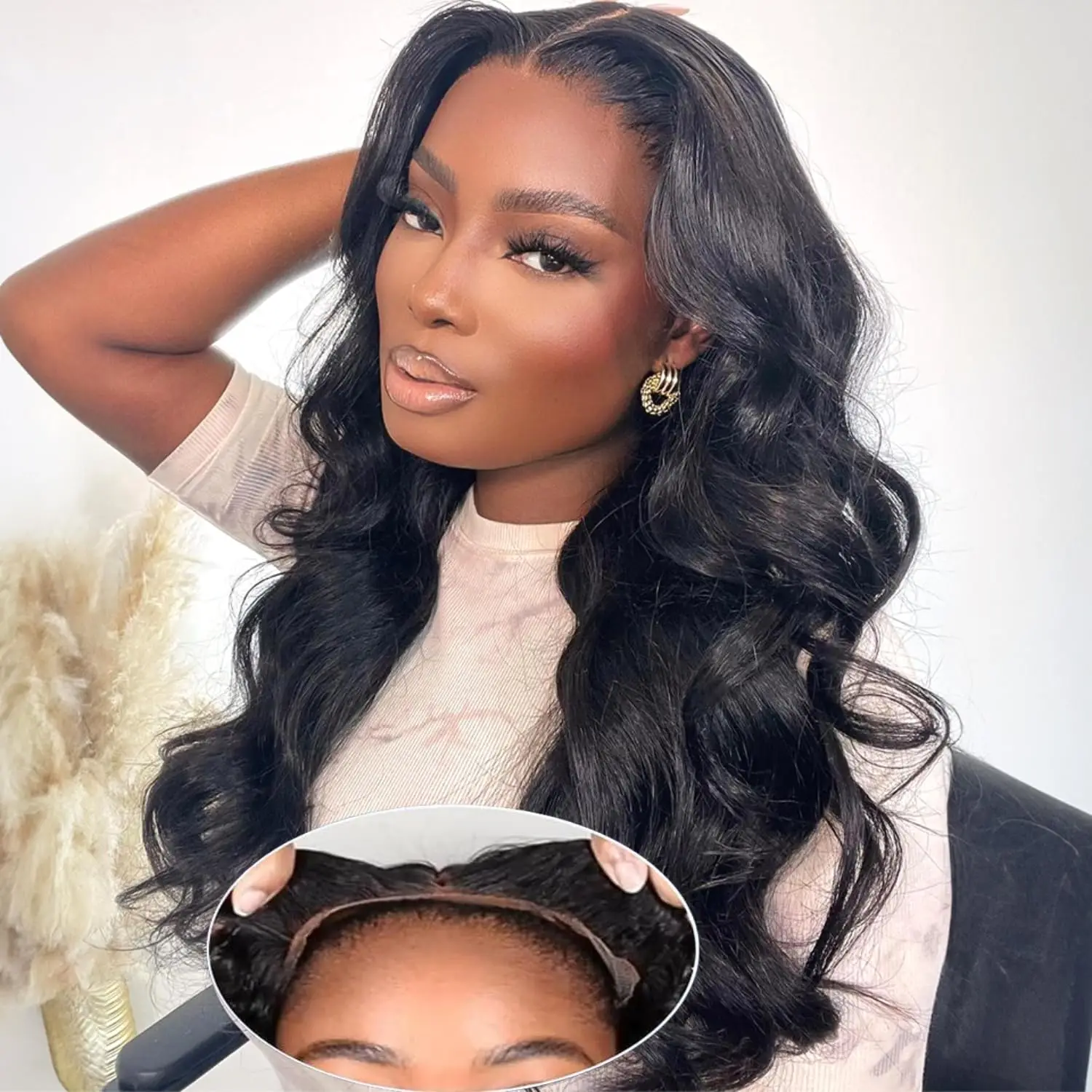 Wear And Go Glueless Body Wave Lace Closure Wig  5×5 6x4 HD Lace Closure Wig Pre Plucked Hairline Pre Cut Human Hair Wigs