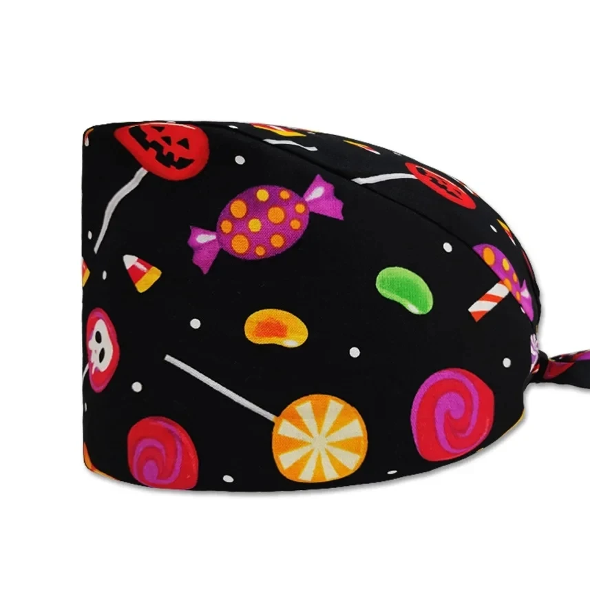 Gorros médicos con estampado de flores para Mujer, gorro quirúrgico de algodón, accesorios médicos