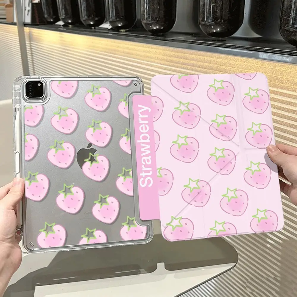 Full Screen Strawberry Star Y2K Tablet Case For iPad Pro 13in 11th M5 M4 12.9in A16 7/8/9/10th Air4/5/6/7 11in M2 M3 Mini Cover