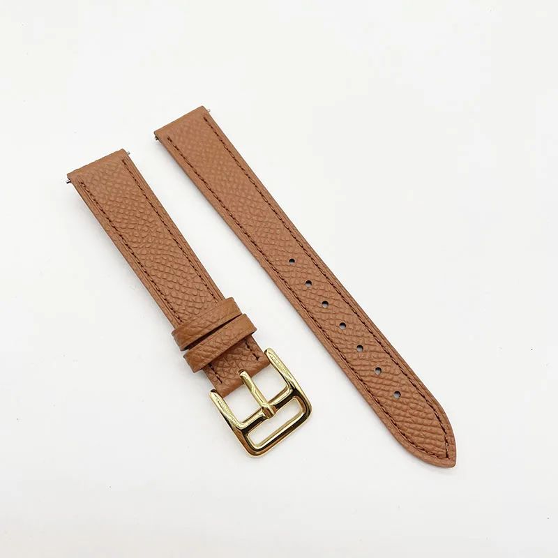 Genuine Leather Watchstrap Suitable for Herme-s Strap Soft 16MM 20MM Watchband Orange Black Gray