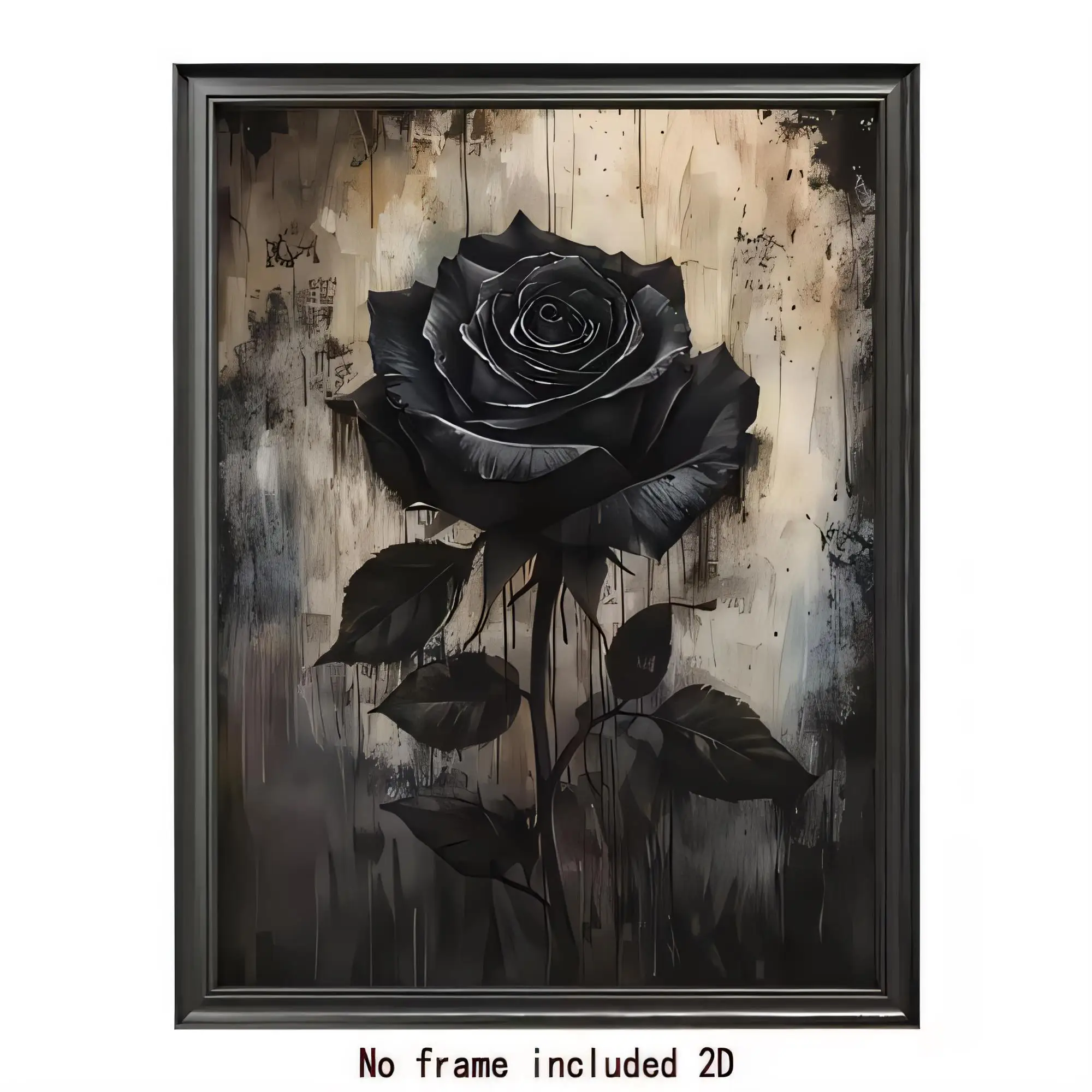 Tin Sign Black Rose Flower Metal Wall Decor Vintage Gothic Grunge Wall Plaque Art Poster for Bedroom Living Room Office Man Cave