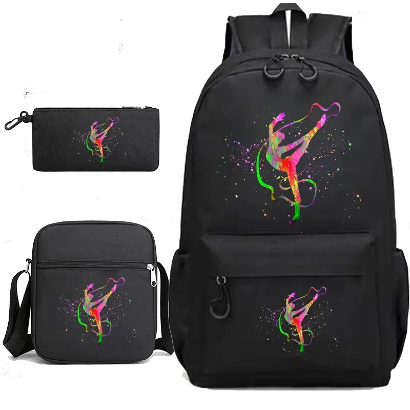 Watercolor Gymnastics Print Bags Teenage Girls Bagpack Travel Knapsack Bag School Backpack For College Stud MN8