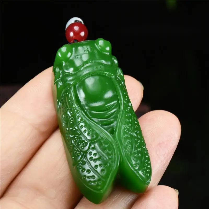 

Hetian Jade Pendant Pendant Jasper Pendant Yiming Amazing Jade Cicada Spinach Green Jade Pendant Jasper Cicada Necklace Pendant