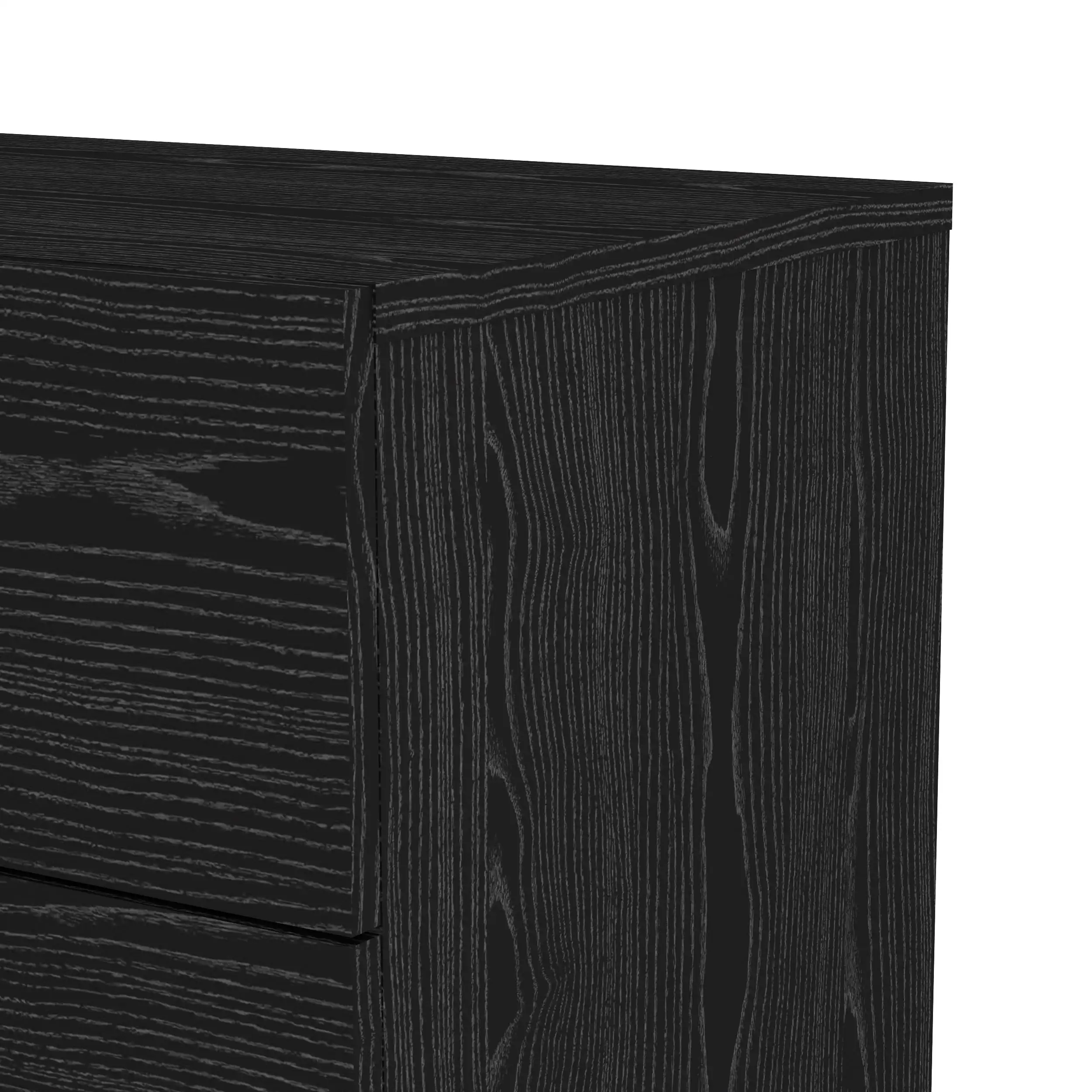 Modern Loft Wood Contemporary 8 Drawer Freestanding Double Storage Dresser, Metal Glides,Black Woodgrain,Easy Assembly