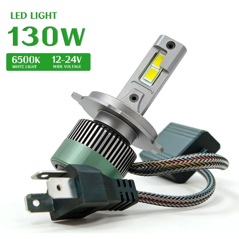 

2 шт. M76 130W H7H11 Автомобильные светодиодные фары H4, противотуманные фары, сверхъяркие лампы 12V/24V, 9006 ближний свет, 9005 дальний свет, 6500K H1 H3 H8 H9