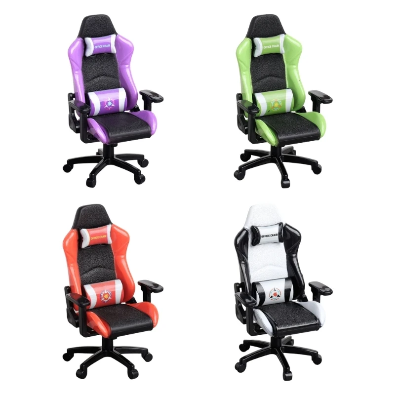 1:12 Miniature Gaming Chair Model, Plastic Display with Rotating Base for Pretend Play and Tabletop Photo Setup 15UB