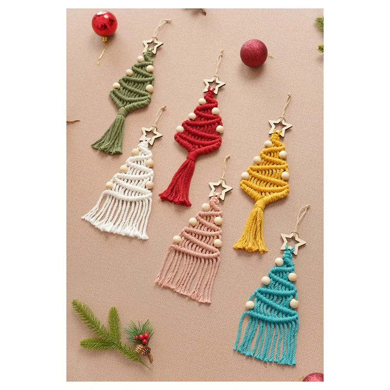 Christmas Tree Lace Knitted Decoration DIY Christmas Tree Woven Decoration Bohemian Style Woven Ornaments