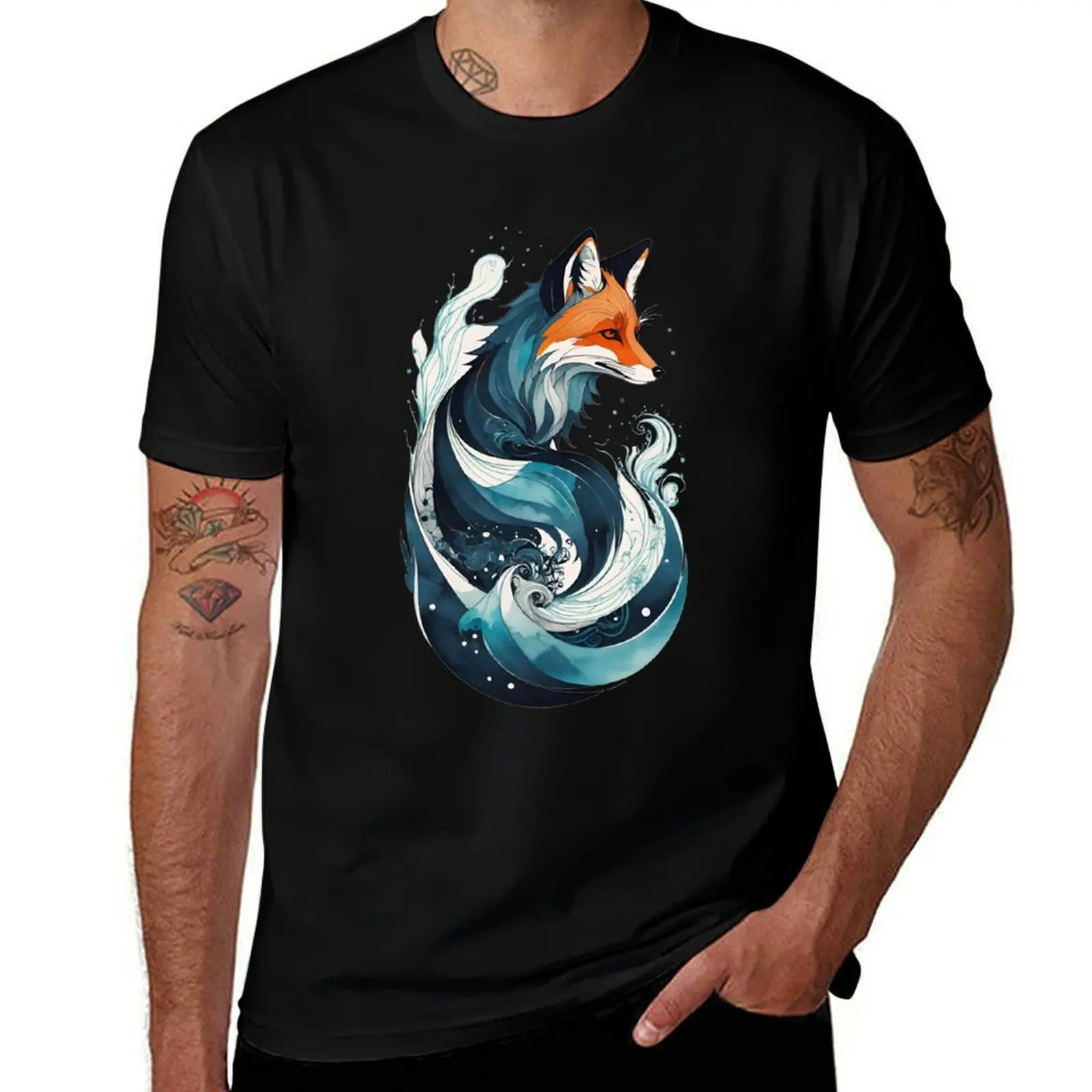 

Футболка Ocean Fox, подарки для парня, заготовки, аниме, мужская футболка с короткими рукавами