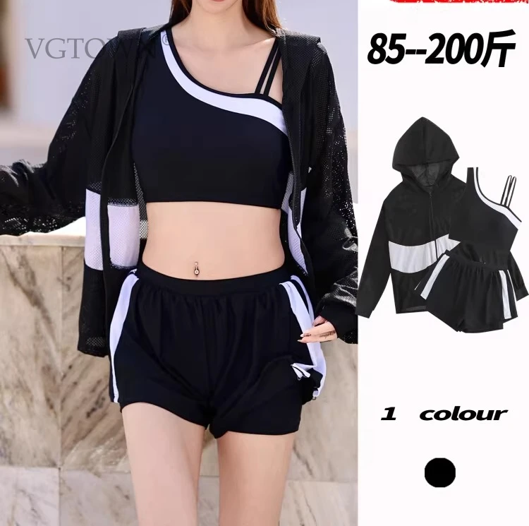 3PCS 2026 New Plus Size 6XL Split Swimsuit Women's Conservative Cover Belly Professional Sports Sexy Hot Spring Swimsuit