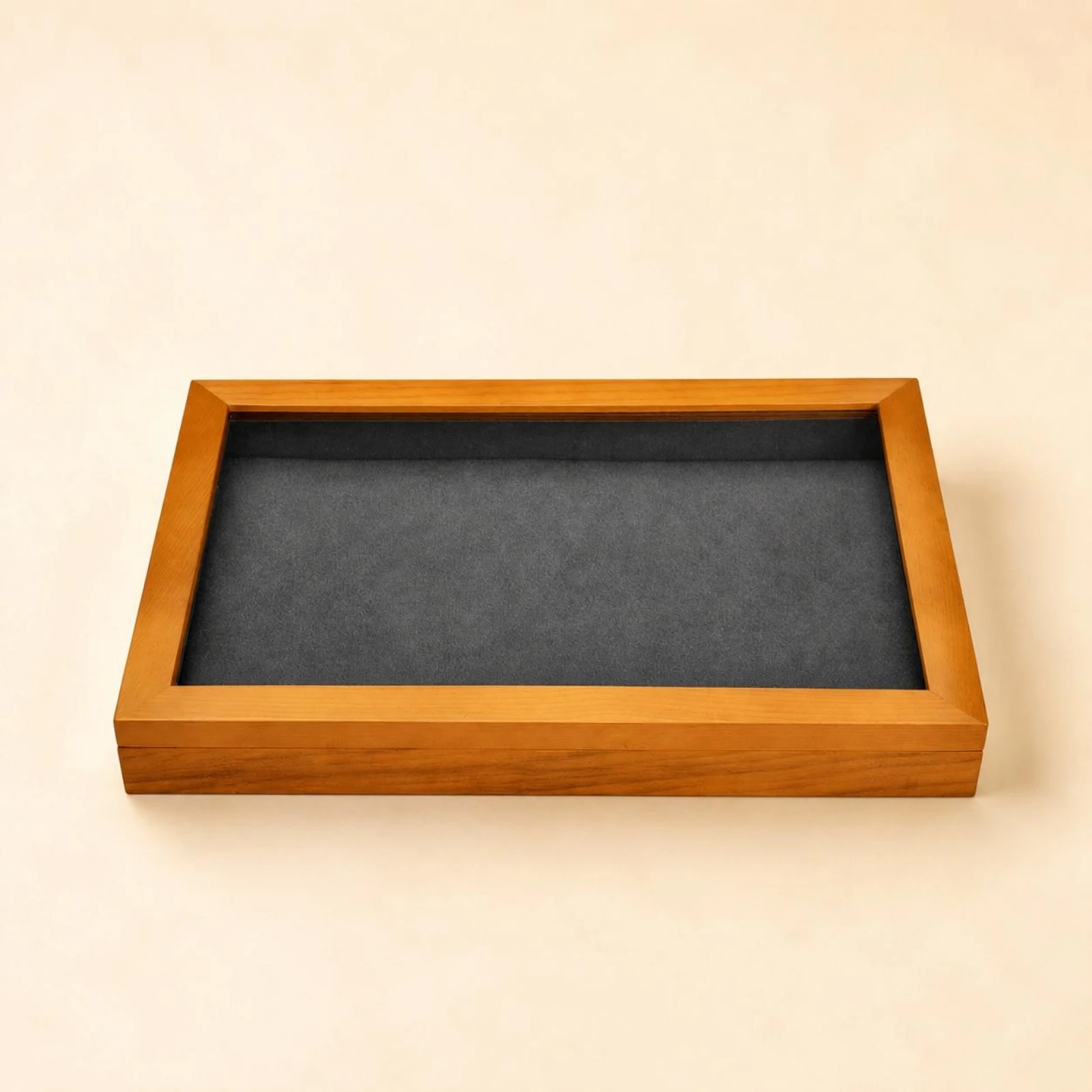 Wooden Jewelry Box Polished Finish Rectangular Jewelry Box Band and Necklace Organizer Lined Interior Storage Item Simple Design