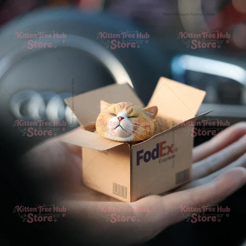 Express Cat Cute Idea Car Decoration Nordic Simple Desktop Miniatures Aesthetic Orange Cat Action Figure Home Decor Estatua FYFM