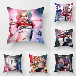 DC Suicide Squad-funda de almohada de piel de melocotón con estampado Digital de un solo lado, figura de Anime, Harley Quinn, artículos para el hogar, regalos de cumpleaños