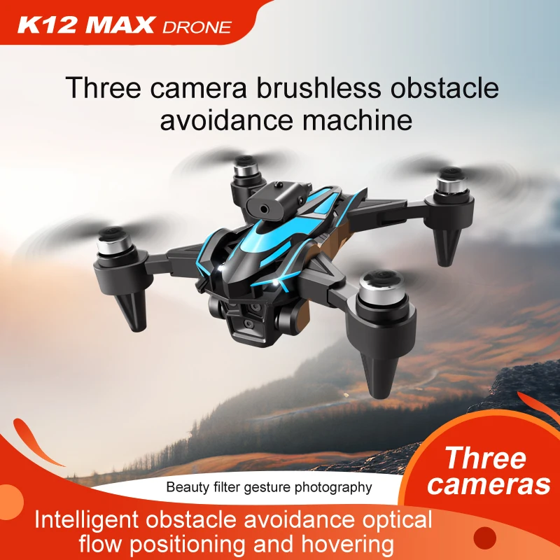 KBDFA NEUE K12 MAX RC Drohne 8K Drei Kamera WiFi FPV Bürstenlosen Motor 360 °   Laser Hindernisvermeidung GPS Return RC Quadcopter Drohne