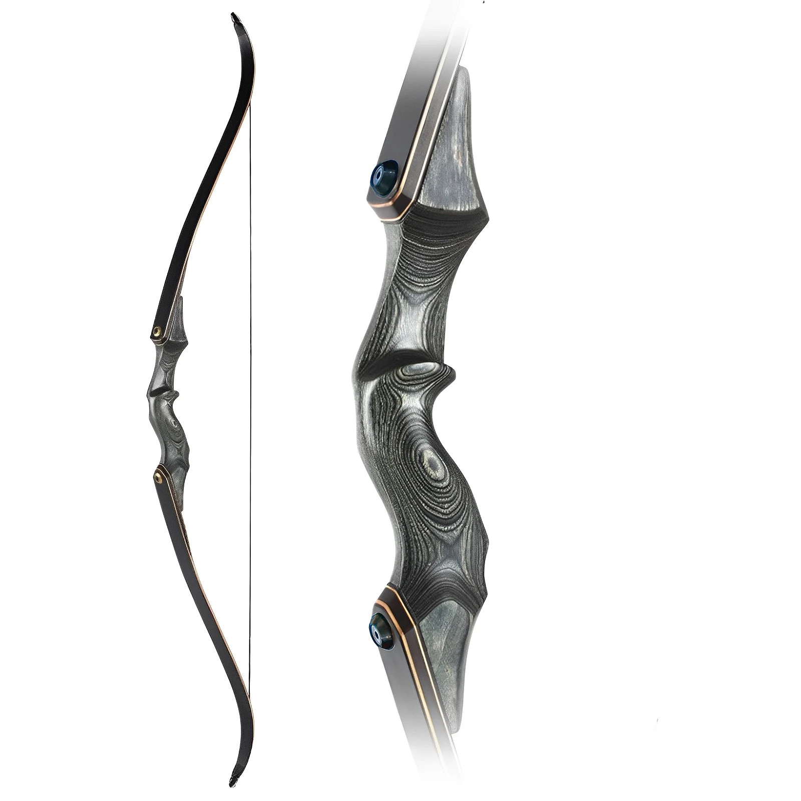 Junxing Black Hunter 60″ 25-65Ibs Take Down Recurve Bow Right Hand Bow Longbow For Archery Hunting