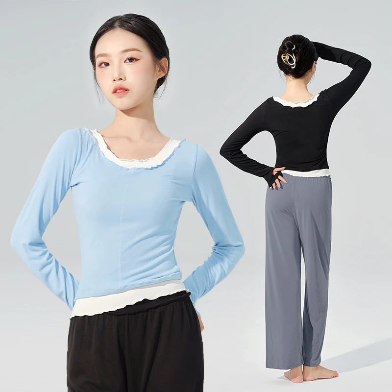 Women's Long Sleeve Dance Top, Chinese Classical Ballet Practice Wear, Elegant Performance Gymnastic Clothing for Women