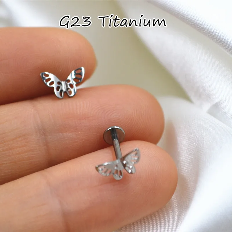 10pcs Body Jewelry 16G G23 Titanium Butterfly Lip Labret Bar Ear Helix Tragus Rook Barbells Stud Body Piercing Jewelry  New