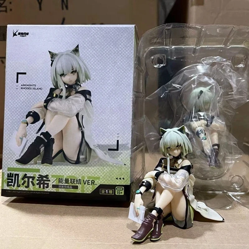 อะนิเมะ Arknights Kal'tsit หูแมวน่ารักนั่งสาว PVC บะหมี่กึ่งสําเร็จรูปกดเกมอะนิเมะคอลเลกชัน 10 ซม