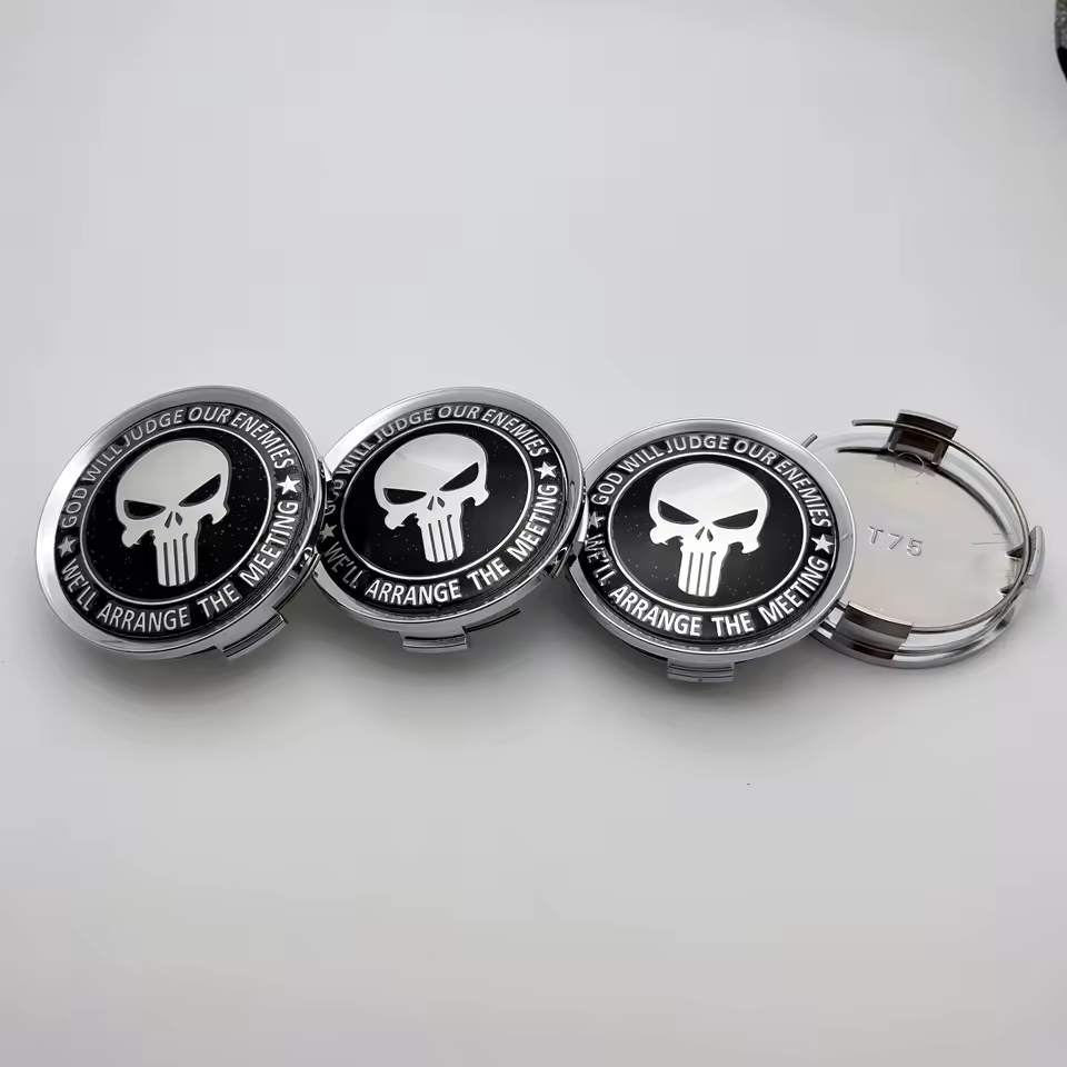 4X 75mm Punisher Schädel Radkappe Nabendeckel